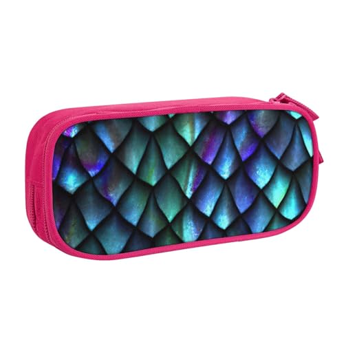 njkhbolk Tragbares 3D-Schreibwaren-Organizer, mit magischem Drachen-Schuppen-Muster, großes Fassungsvermögen, doppellagiges Federmäppchen mit Reißverschluss von njkhbolk
