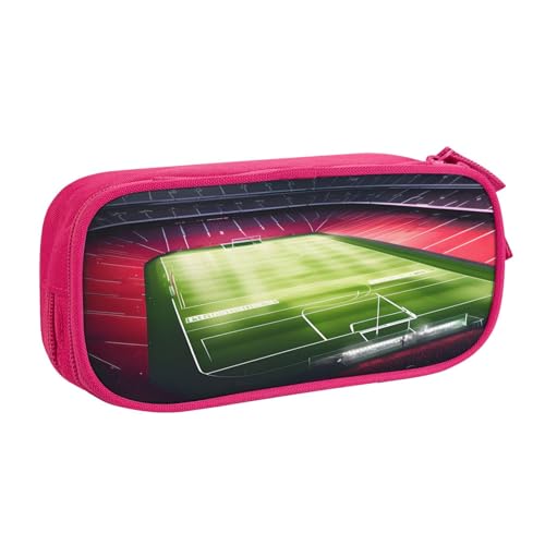 njkhbolk Tragbares Federmäppchen für Schreibwaren, Motiv: Stadion, Fußball, Satdium, Feldlicht, Nachtdruck, großes Fassungsvermögen, doppellagiges Reißverschluss-Federmäppchen von njkhbolk