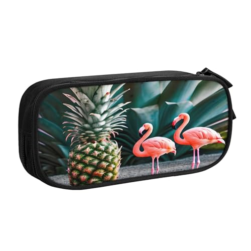 njkhbolk Tragbares Federmäppchen mit Ananas-Flamingo-Druck, großes Fassungsvermögen, doppellagiges Federmäppchen mit Reißverschluss njkhbolk Tragbares Federmäppchen mit Ananas-Flamingo-Druck, großes Fassungsvermögen, doppellagiges Federmäppchen mit Reißverschluss von njkhbolk