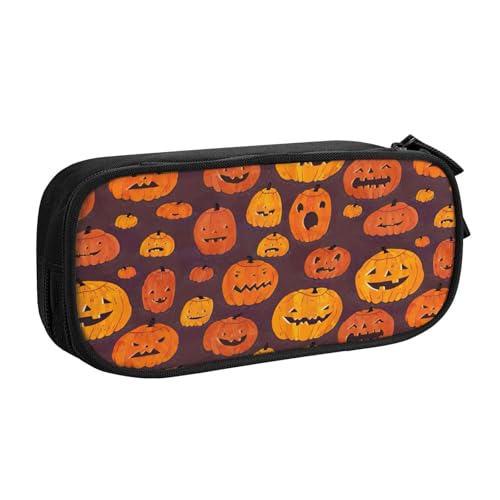 njkhbolk Tragbares Federmäppchen mit Halloween-Kürbis-Motiv, großes Fassungsvermögen, doppellagiges Federmäppchen mit Reißverschluss njkhbolk Tragbares Federmäppchen mit Halloween-Kürbis-Motiv, großes Fassungsvermögen, doppellagiges Federmäppchen mit Reißverschluss von njkhbolk