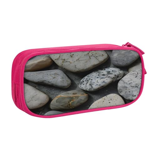 njkhbolk Tragbares Federmäppchen mit Kieselstein-Muster, großes Fassungsvermögen, doppellagiges Federmäppchen mit Reißverschluss von njkhbolk