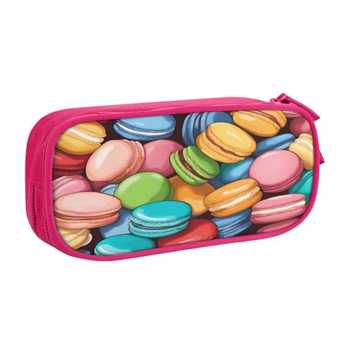 njkhbolk Tragbares Federmäppchen mit Macaron-Keksgeschmack, großes Fassungsvermögen, doppellagiges Federmäppchen mit Reißverschluss von njkhbolk