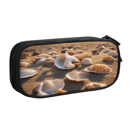 njkhbolk Tragbares Federmäppchen mit Muschel-Landschaft am Strand, großes Fassungsvermögen, doppellagiges Federmäppchen mit Reißverschluss njkhbolk Tragbares Federmäppchen mit Muschel-Landschaft am Strand, großes Fassungsvermögen, doppellagiges Federmäppchen mit Reißverschluss von njkhbolk