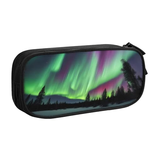 njkhbolk Tragbares Federmäppchen mit Nordlichter-Motiv, großes Fassungsvermögen, doppelschichtiges Reißverschluss-Federmäppchen njkhbolk Tragbares Federmäppchen mit Nordlichter-Motiv, großes Fassungsvermögen, doppelschichtiges Reißverschluss-Federmäppchen von njkhbolk
