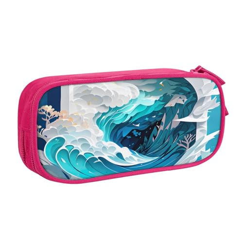 njkhbolk Tragbares Federmäppchen mit Ozeanwellen-Druck, großes Fassungsvermögen, doppellagiges Federmäppchen mit Reißverschluss njkhbolk Tragbares Federmäppchen mit Ozeanwellen-Druck, großes Fassungsvermögen, doppellagiges Federmäppchen mit Reißverschluss von njkhbolk