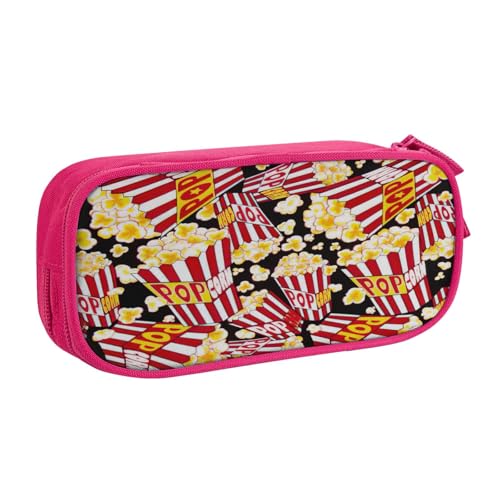 njkhbolk Tragbares Federmäppchen mit Popcorn-Aufdruck, großes Fassungsvermögen, doppellagiges Federmäppchen mit Reißverschluss von njkhbolk