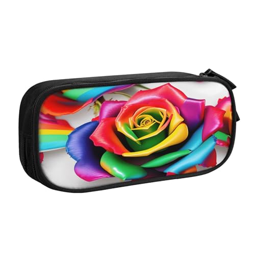 njkhbolk Tragbares Federmäppchen mit Regenbogen-Rosen-Motiv, großes Fassungsvermögen, doppellagiges Federmäppchen mit Reißverschluss njkhbolk Tragbares Federmäppchen mit Regenbogen-Rosen-Motiv, großes Fassungsvermögen, doppellagiges Federmäppchen mit Reißverschluss von njkhbolk
