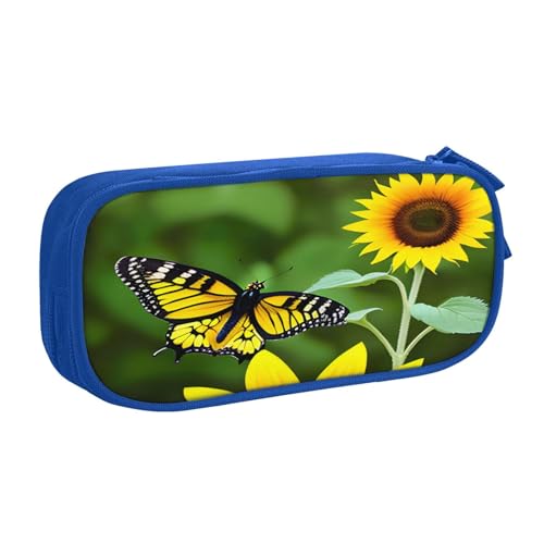 njkhbolk Tragbares Federmäppchen mit Sonnenblumen- und Schmetterlings-Aufdruck, großes Fassungsvermögen, doppellagiges Federmäppchen mit Reißverschluss njkhbolk Tragbares Federmäppchen mit Sonnenblumen- und Schmetterlings-Aufdruck, großes Fassungsvermögen, doppellagiges Federmäppchen mit Reißverschluss von njkhbolk