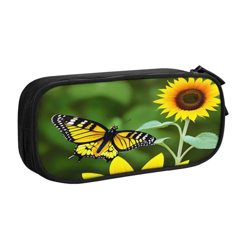 njkhbolk Tragbares Federmäppchen mit Sonnenblumen- und Schmetterlings-Aufdruck, großes Fassungsvermögen, doppellagiges Federmäppchen mit Reißverschluss njkhbolk Tragbares Federmäppchen mit Sonnenblumen- und Schmetterlings-Aufdruck, großes Fassungsvermögen, doppellagiges Federmäppchen mit Reißverschluss von njkhbolk