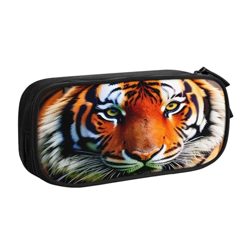 njkhbolk Tragbares Federmäppchen mit Tigerstreifen, orangefarbenes Muster, großes Fassungsvermögen, doppellagiges Reißverschluss-Federmäppchen njkhbolk Tragbares Federmäppchen mit Tigerstreifen, orangefarbenes Muster, großes Fassungsvermögen, doppellagiges Reißverschluss-Federmäppchen von njkhbolk