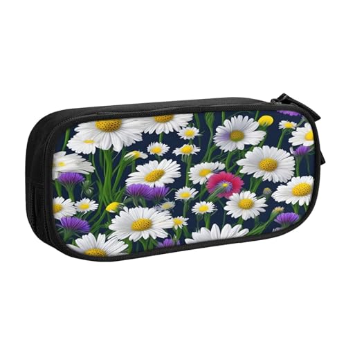 njkhbolk Tragbares Federmäppchen mit Wildblumen und Kornblumen, Gänseblümchen, großes Fassungsvermögen, doppellagiges Federmäppchen mit Reißverschluss njkhbolk Tragbares Federmäppchen mit Wildblumen und Kornblumen, Gänseblümchen, großes Fassungsvermögen, doppellagiges Federmäppchen mit Reißverschluss von njkhbolk