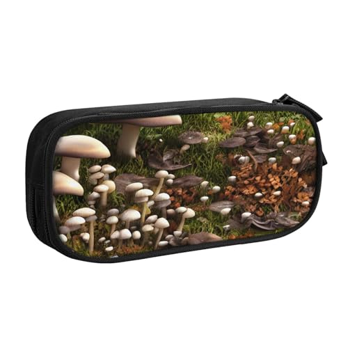 njkhbolk Tragbares Federmäppchen mit Wildpilz-Aufdruck, großes Fassungsvermögen, doppellagiges Federmäppchen mit Reißverschluss von njkhbolk