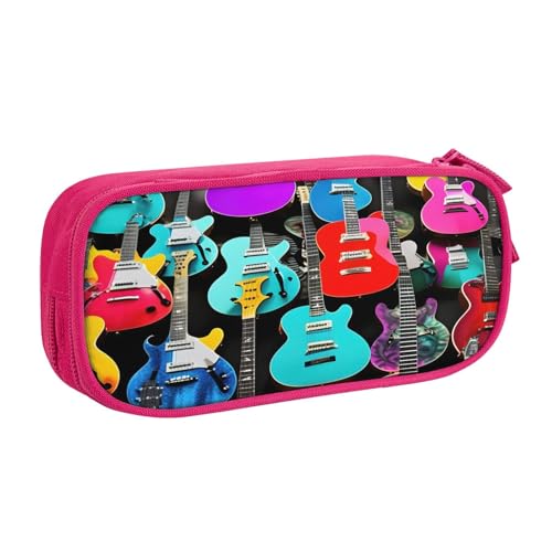 njkhbolk Tragbares Federmäppchen mit buntem Gitarren-Aufdruck, großes Fassungsvermögen, doppellagiges Federmäppchen mit Reißverschluss njkhbolk Tragbares Federmäppchen mit buntem Gitarren-Aufdruck, großes Fassungsvermögen, doppellagiges Federmäppchen mit Reißverschluss von njkhbolk