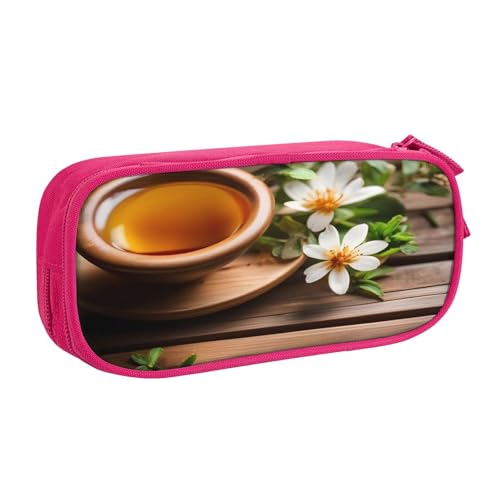 njkhbolk Tragbares Federmäppchen mit doppelschichtigem Reißverschluss, blaugrüne Blume auf Holzplanken-Druck, großes Fassungsvermögen njkhbolk Tragbares Federmäppchen mit doppelschichtigem Reißverschluss, blaugrüne Blume auf Holzplanken-Druck, großes Fassungsvermögen von njkhbolk