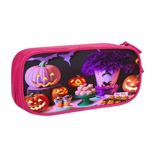njkhbolk Tragbares Federmäppchen mit doppelschichtigem Reißverschluss für Halloween, Karneval, Party, mit großem Fassungsvermögen von njkhbolk