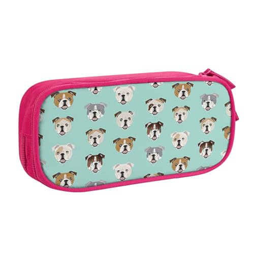 njkhbolk Tragbares Federmäppchen mit englischem Bulldoggen-Motiv, großes Fassungsvermögen, doppellagiges Federmäppchen mit Reißverschluss von njkhbolk