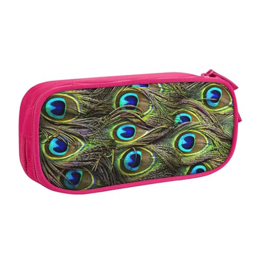 njkhbolk Tragbares Federmäppchen mit frischem Pfauen-Aufdruck, großes Fassungsvermögen, doppellagiges Federmäppchen mit Reißverschluss von njkhbolk