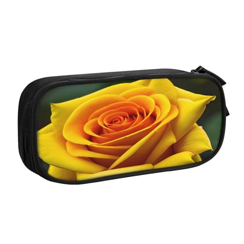 njkhbolk Tragbares Federmäppchen mit gelbem Rosenbild, großes Fassungsvermögen, doppellagiges Federmäppchen mit Reißverschluss njkhbolk Tragbares Federmäppchen mit gelbem Rosenbild, großes Fassungsvermögen, doppellagiges Federmäppchen mit Reißverschluss von njkhbolk
