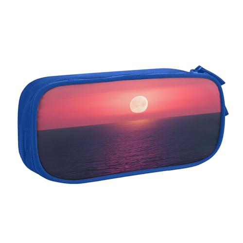njkhbolk Tragbares Federmäppchen mit hellem Mond auf See, Hippie-Druck, großes Fassungsvermögen, doppellagiges Federmäppchen mit Reißverschluss njkhbolk Tragbares Federmäppchen mit hellem Mond auf See, Hippie-Druck, großes Fassungsvermögen, doppellagiges Federmäppchen mit Reißverschluss von njkhbolk