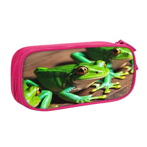 njkhbolk Tragbares Federmäppchen mit lustigem Frosch-Aufdruck, großes Fassungsvermögen, doppellagiges Federmäppchen mit Reißverschluss von njkhbolk