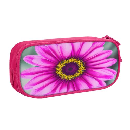 njkhbolk Tragbares Federmäppchen mit rosa Blumendruck, großes Fassungsvermögen, doppellagiges Federmäppchen mit Reißverschluss von njkhbolk