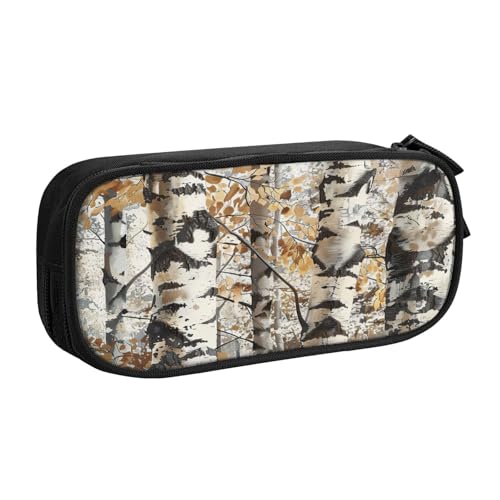 njkhbolk Tragbares Federmäppchen mit weißem Bäumen-Camouflage-Aufdruck, großes Fassungsvermögen, doppellagiges Reißverschluss-Federmäppchen njkhbolk Tragbares Federmäppchen mit weißem Bäumen-Camouflage-Aufdruck, großes Fassungsvermögen, doppellagiges Reißverschluss-Federmäppchen von njkhbolk