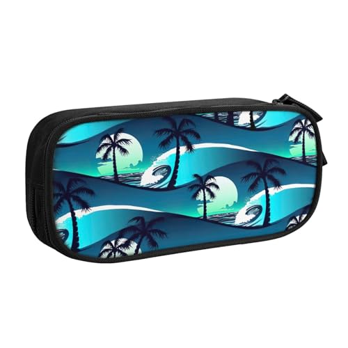 njkhbolk Tragbares Skateboard mit Palmen, Wellendruck, Schreibwaren-Organizer, großes Fassungsvermögen, doppellagiges Federmäppchen mit Reißverschluss njkhbolk Tragbares Skateboard mit Palmen, Wellendruck, Schreibwaren-Organizer, großes Fassungsvermögen, doppellagiges Federmäppchen mit Reißverschluss von njkhbolk