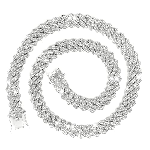 nkjegol Kubanische Gliederkette Silber/Gold Kubanische Gliederkette für Damen und Herren, 24 Inch, Gold, Zirkonia, Diamant nkjegol Kubanische Gliederkette Silber/Gold Kubanische Gliederkette für Damen und Herren, 24 Inch, Gold, Zirkonia, Diamant von nkjegol