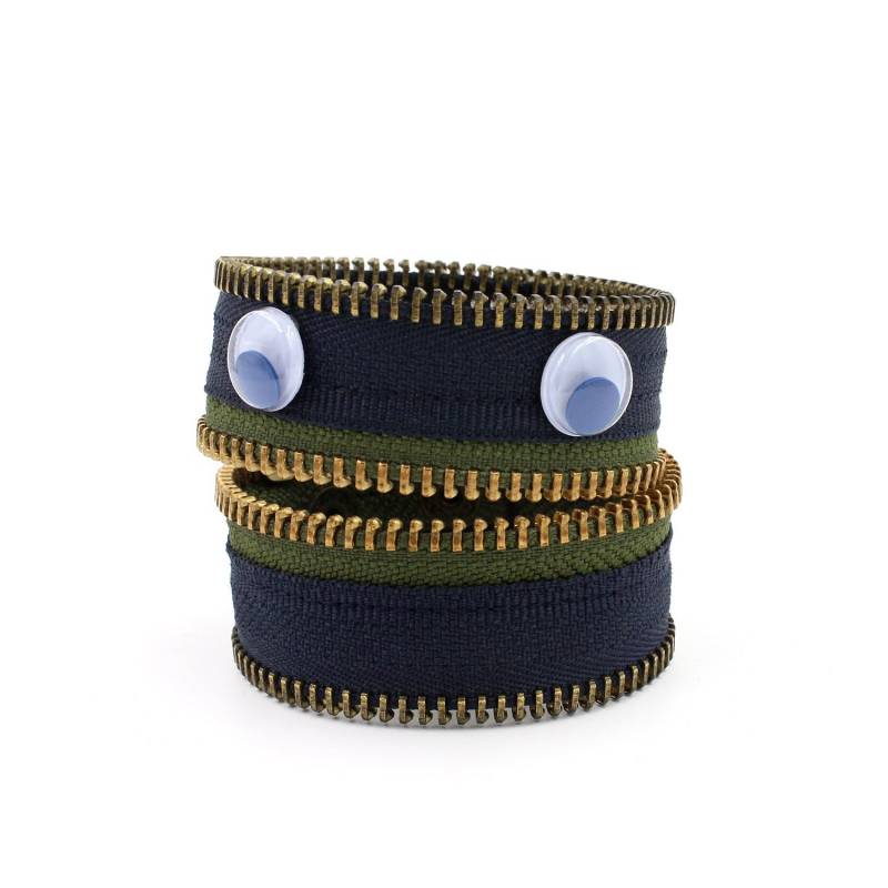 Efeu Olive Das Monster Zipper-Armband. Größenverstellbar von nklugerdesigns