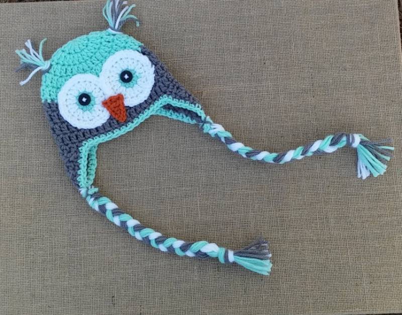 Gehäkelte Eulenmütze, Baby Pink Graue Eulenmütze Mädchen Eule Pink Grau Türkis Babyrosa Foto Requisiten von nloco33