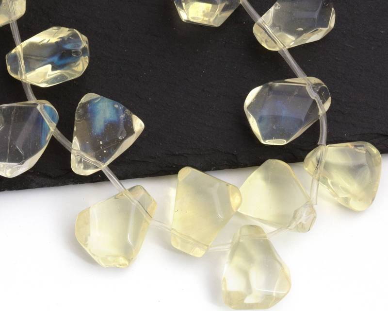 10 Mondstein Teardrop Anhänger, Gefälschte Edelstein 17 X 22 Facettierten Teardrop, Halskette Schmuck Erkenntnisse, Gelb, Ps051 von nloiscrafts