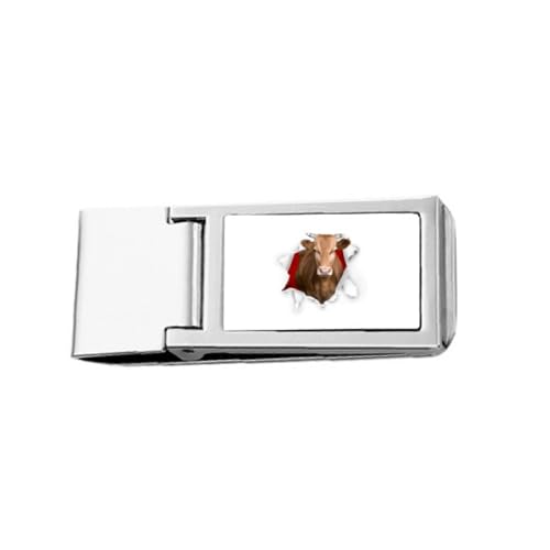 Animal Paper Break Shocks Bulls Slim Money Clip Stainless Holder Pocket Wallet von no/no