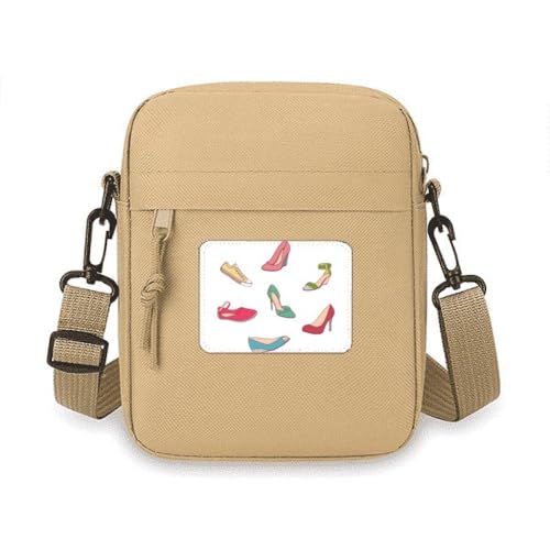 Bunte Cartoon-High-Heels-Schuhe, Muster, Crossbody-Tasche, Handy-Geldbörse, Handtasche, Schultertasche, Mini-Tasche von no/no