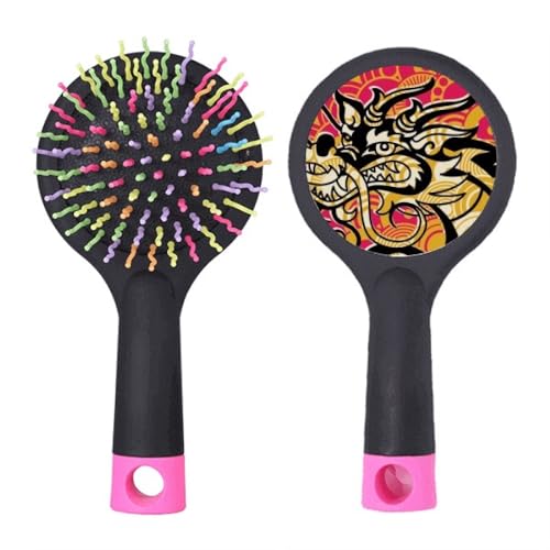 Chinesisches Drachenmuster Asien Schwarz Salon Entwirrende Haarbürste Kissen Basis von no/no