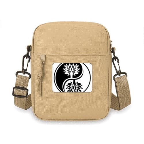 Culture White Yin-Yang Runde Umhängetasche, Handytasche, Handtasche, Mini-Umhängetasche, Weiß von no/no