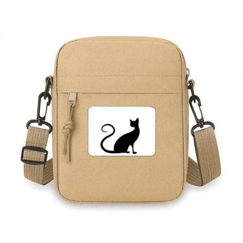 Elegante schwarze Katze, Tierumrisse, Umhängetasche, Handytasche, Handtasche, Mini-Umhängetasche von no/no