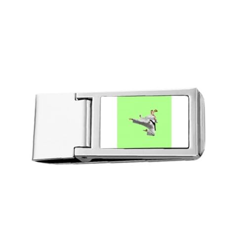 Flying Kick Martial Arts Practice Slim Money Clip Stainless Holder Pocket Wallet von no/no