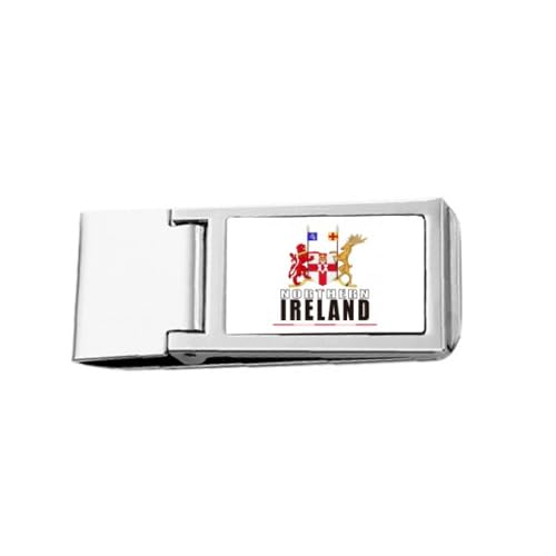 Geldbörse mit Nordirland-Logo, Karte, Flagge, schmal, Geldklammer aus Edelstahl von no/no