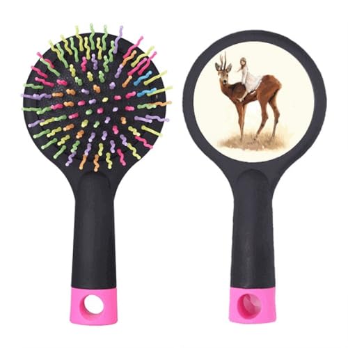 Girl Deer Animal Art Deco Fashion Salon Entwirrende Haarbürste Kissen Basis von no/no