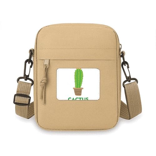 Grüne Kaktus-Topf-Sukkulenten-Umhängetasche, Handy-Geldbörse, Handtasche, Schultertasche, Mini-Tasche von no/no