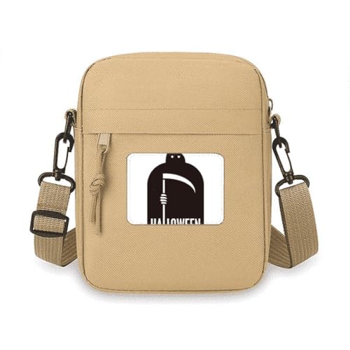 Halloween-Umhängetasche, Azrael, Art-Deco, modische Umhängetasche, Handytasche, Handtasche, Mini-Umhängetasche, Schwarz von no/no