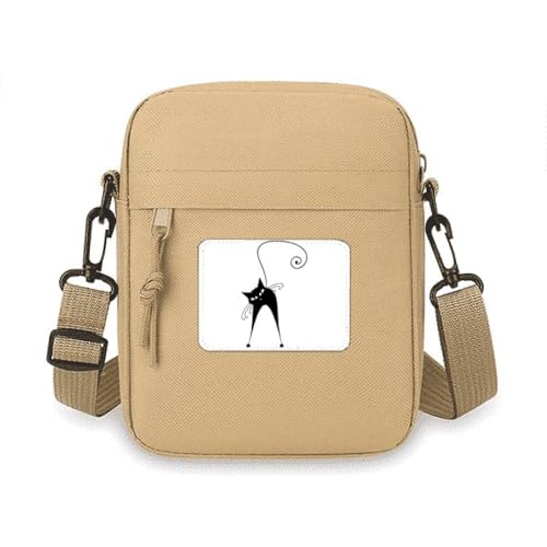 Halloween-Umhängetasche für Katzenliebhaber, Tierkunst, Umhängetasche, Handytasche, Handtasche, Mini-Umhängetasche, Schwarz von no/no