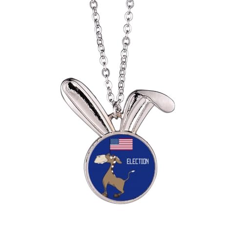 Halskette mit Anhänger mit demokratischem Esel und Flagge, Kaninchen, Tierschmuck, Geschenk von no/no