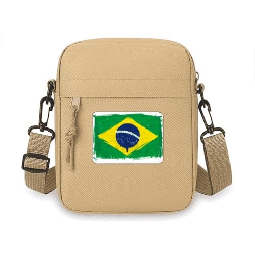 Handbemalte Brasilien-Flagge, Umhängetasche, Handytasche, Handtasche, Mini-Umhängetasche von no/no