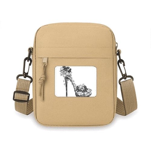 High Heels Schuhe Blumenmuster Crossbody Tasche Handy Geldbörsen Handtasche Schulter Mini Tasche von no/no