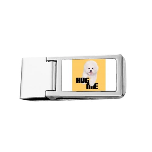 Hug White Dog Pet Care Art Deco Fashion Slim Money Clip Stainless Holder Pocket Wallet von no/no