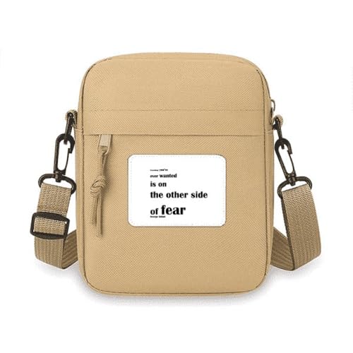 Inspirierendes Zitat "About Fear By George Addair", Umhängetasche, Handytasche, Handtasche, Mini-Umhängetasche Inspirierendes Zitat "About Fear By George Addair", Umhängetasche, Handytasche, Handtasche, Mini-Umhängetasche von no/no