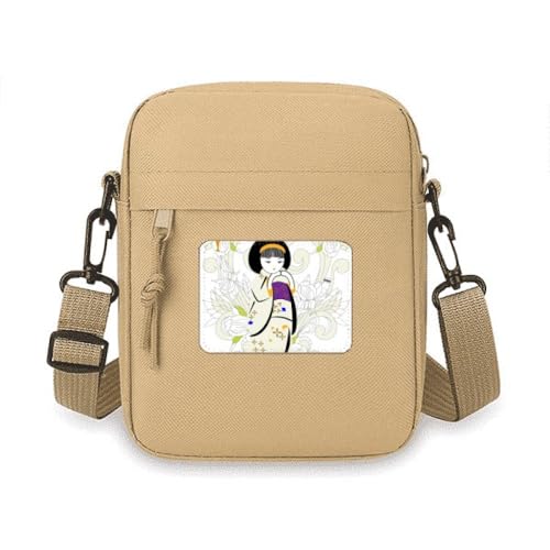 Japanische Kimono-Mädchen-Muster, Crossbody-Tasche, Handy-Geldbörse, Handtasche, Schultertasche, Mini-Tasche Japanische Kimono-Mädchen-Muster, Crossbody-Tasche, Handy-Geldbörse, Handtasche, Schultertasche, Mini-Tasche von no/no