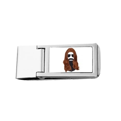 Langhaarige Herren-/Damen-Bart-Sonnenbrille, schmal, Geldklammer, Edelstahl, Taschengeldbörse von no/no