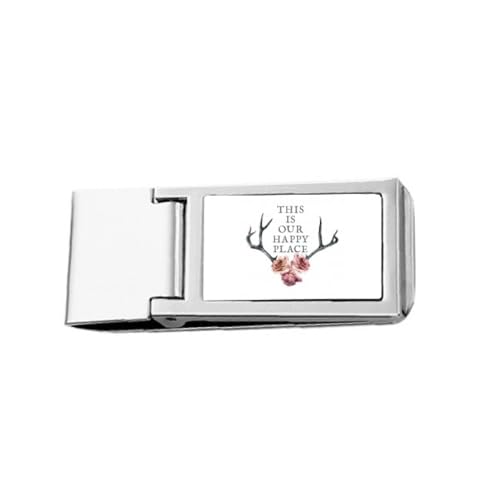 Local Happy Geweih Blumen Slim Geldklammer Edelstahl Halter Pocket Wallet von no/no